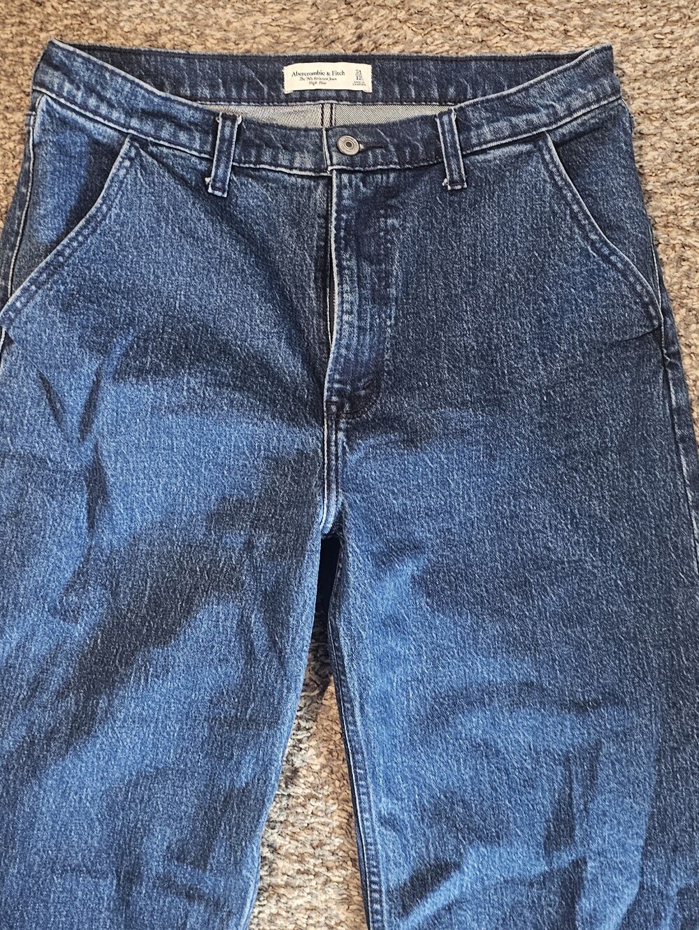 ABERCROMBIE & FITCH The 90s Relaxed High Rise Trouser Jean 31/12 long Dark Wash - Picture 2 of 9